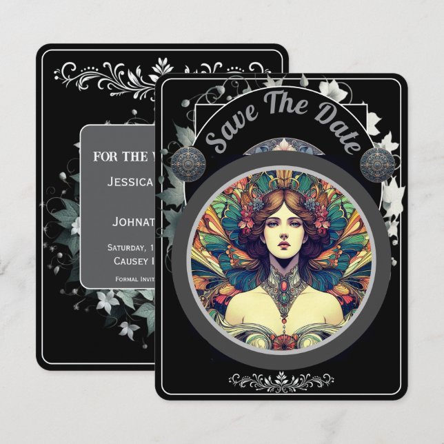  Flat Dark Save The Date Card (Front/Back)