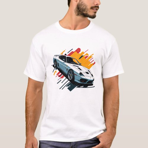 flat design of retro Car highly detailed T_Shirt