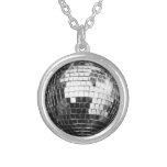Flat Disco Ball Image Pendant Necklace