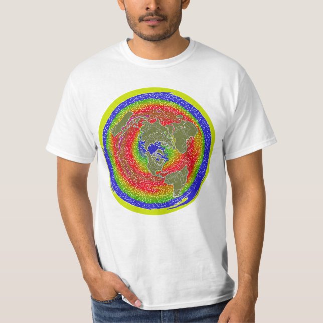 Flat Earth 1 showing temperature & water currents T-Shirt (Front)