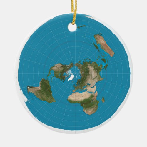 Flat Earth AE Azimuthal Equidistant Map Ornament