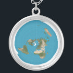 Flat Earth AE Azimuthal Map Pendant Necklace<br><div class="desc">Flat Earth AE Azimuthal Equidistant Map Pendant Necklace</div>