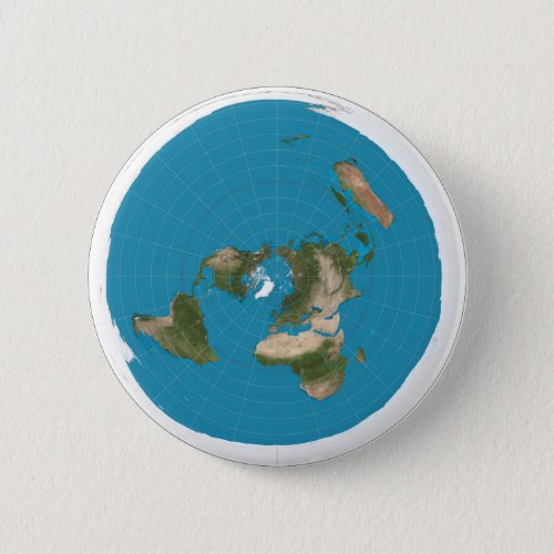 Flat Earth AE Azimuthal Projection Map Button Pin