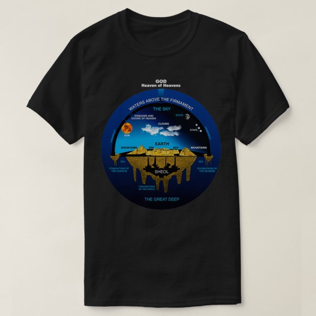 Flat Earth Ancient Hebrew Cosmology Concept T-Shirt (Design Front)