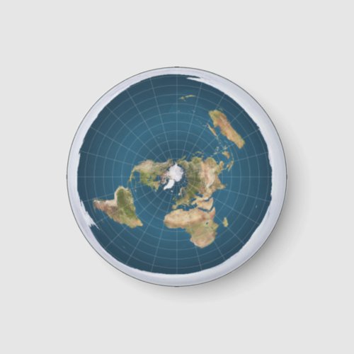 Flat Earth Azimuthal AE Map Round Fridge Magnet