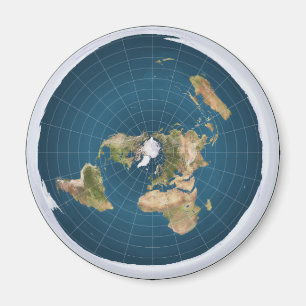 Flat Earth Azimuthal Equidistant Blue Map Magnet