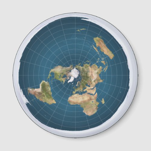 Flat Earth Azimuthal Equidistant Blue Map Magnet