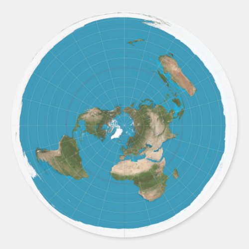 Flat Earth Azimuthal Equidistant Map Stickers