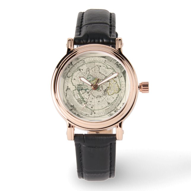 Flat Earth Azimuthal Equidistant Square Map Watch (Front)