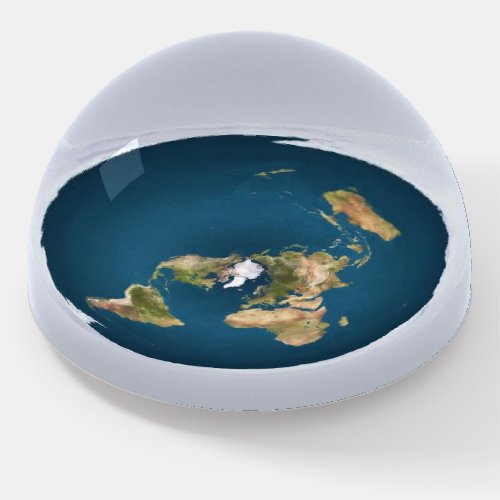 Flat Earth Azimuthal Projection Dome Paperweight
