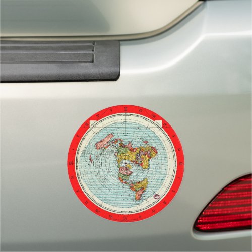 Flat Earth Azimuthal Projection Map Car Magnet