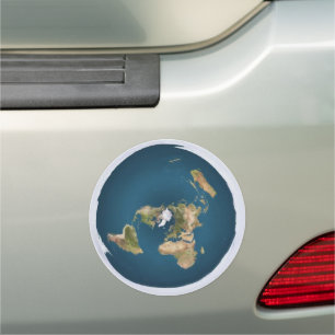 Flat Earth Azimuthal Projection Map Car Magnet