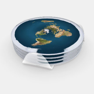Flat Earth Azimuthal Projection Map Coaster Set