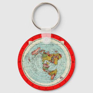 Flat Earth Azimuthal Projection Map Keychain