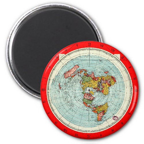Flat Earth Azimuthal Projection Map Magnet