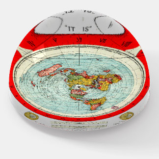 Flat Earth Azimuthal Projection Map Paperweight