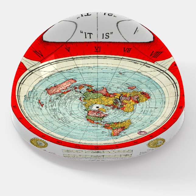 Flat Earth Azimuthal Projection Map Paperweight (Angled)