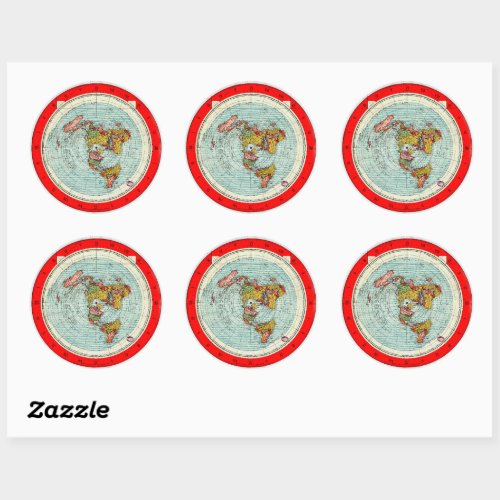 Flat Earth Azimuthal Projection Map Sticker
