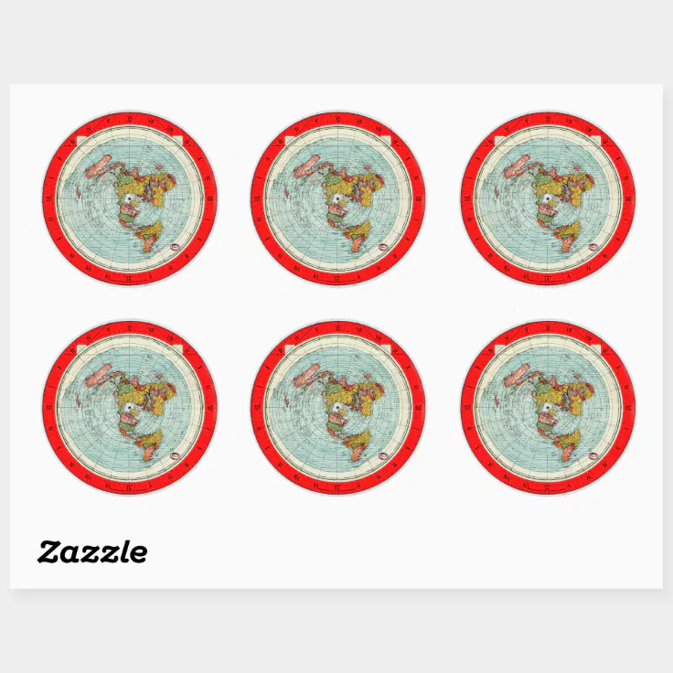 Flat Earth Azimuthal Projection Map Sticker Zazzle