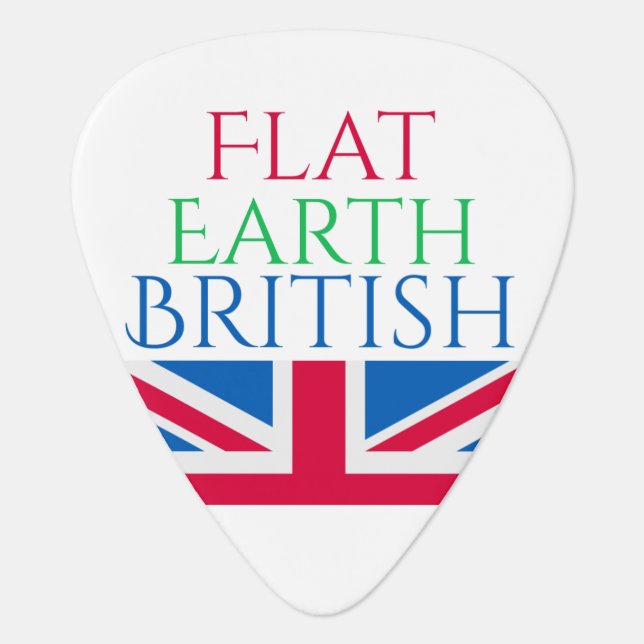 Flat Earth British Logo and Flat Earth Map Guitar Pick (Front)