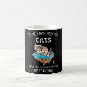 Flat Earth Cat Funny Kitten Universe Space Sci-Fi Coffee Mug