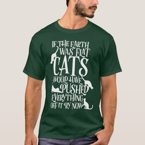 Flat Earth Cat Theory graphic funny earth day T_Shirt