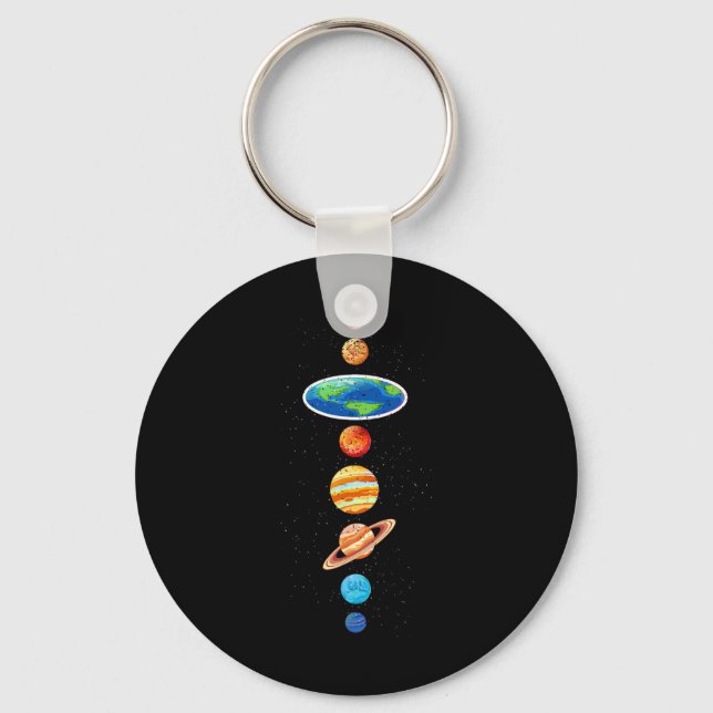 Flat Earth Conspiracy - Solar System Planets - Fla Keychain (Front)