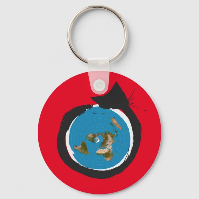 Flat Earth Designs - CAT MAP CLASSIC Keychain (Front)