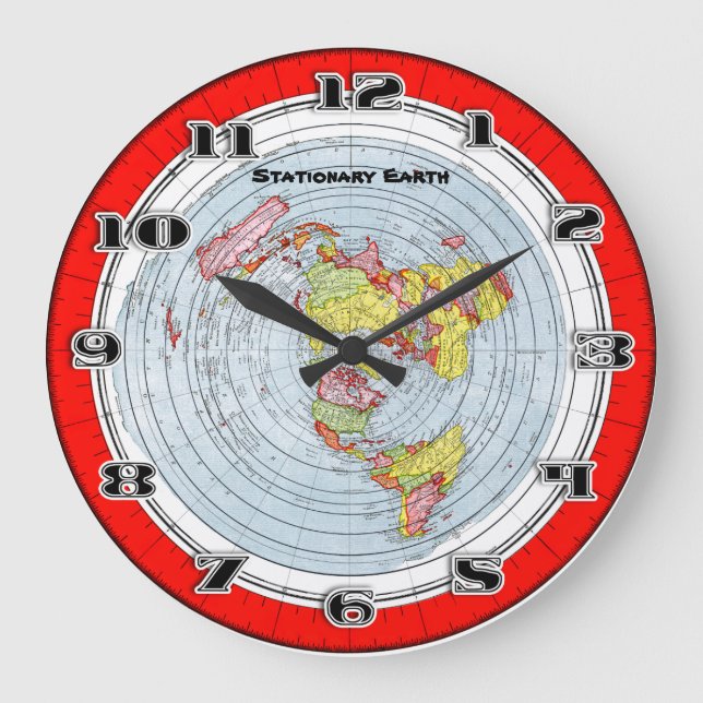 Flat Earth Gleasons Stationary Map of the World Large Clock (Front)