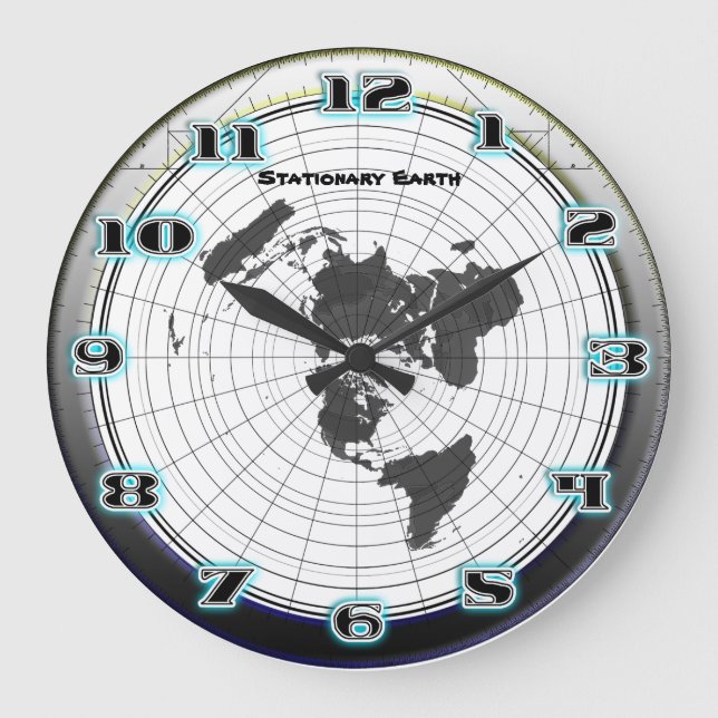 Flat Earth Gleasons Stationary Map of the World Large Clock (Front)