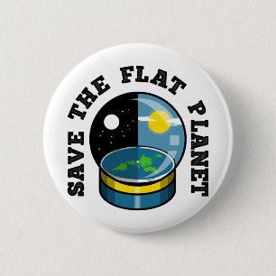 Flat earth in snow globe button