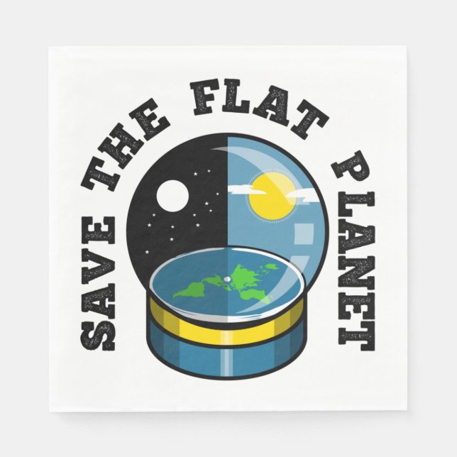 Flat earth in snow globe napkins (Front)