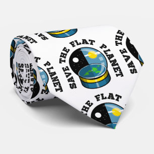 Flat earth in snow globe neck tie