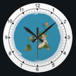 Flat Earth Large Wall Clock<br><div class="desc">Flat Earth Large Wall Clock Peirce quincuncial projection map</div>