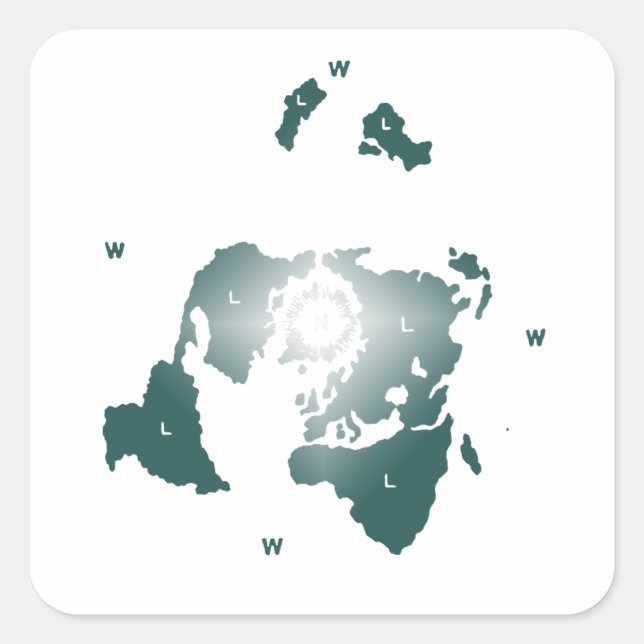 Flat Earth Map, Azimuthal Equidistant Map Zetetic Square Sticker (Front)