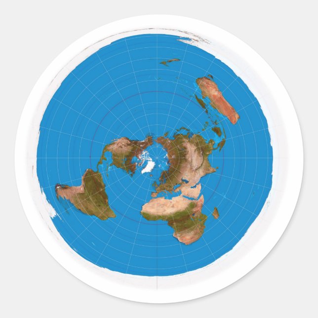 Flat Earth Map - Azimuthal Equidistant Projection Classic Round Sticker (Front)