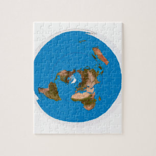 Flat Earth Map - Azimuthal Equidistant Projection Jigsaw Puzzle