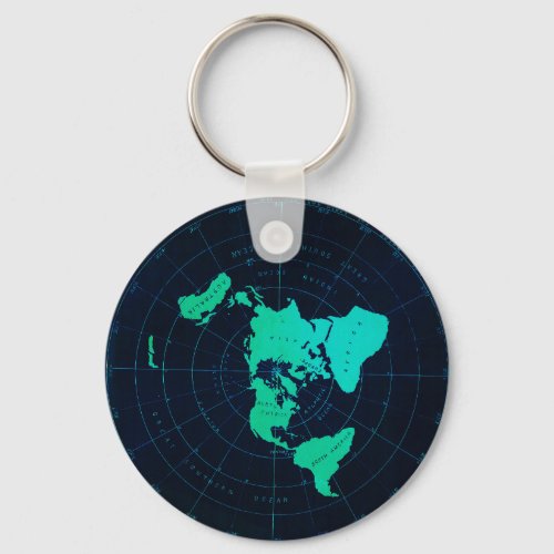 Flat Earth Map Azimuthal equidistant projection Keychain