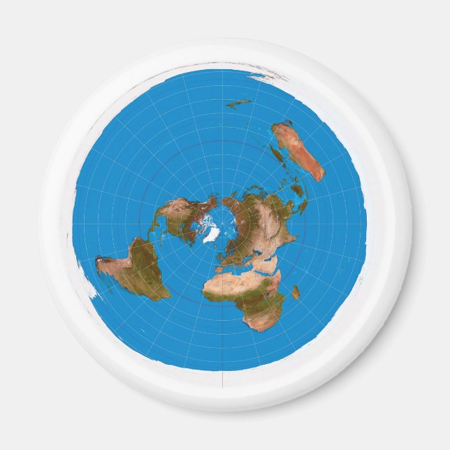 Flat Earth Map - Azimuthal Equidistant Projection Magnet (Front)