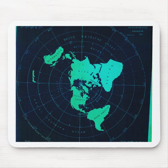 Flat Earth Map (Azimuthal equidistant projection) Mouse Pad (Front)