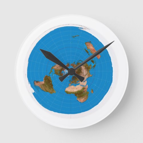 Flat Earth Map _ Azimuthal Equidistant Projection Round Clock