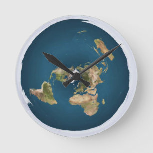 Flat Earth Map by US Geological Survey Round Clock