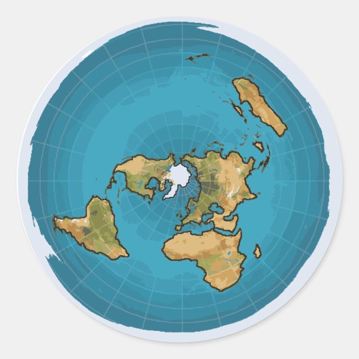 Flat Earth Map Classic Round Sticker