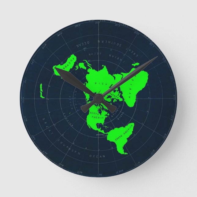 Flat Earth Map Disk Clock (Front)