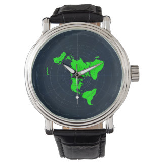 Flat Earth Map Disk Wrist Watch