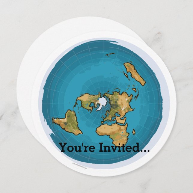 Flat Earth Map Invitation (Front/Back)