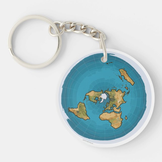 Flat Earth Map Keychain (Front)