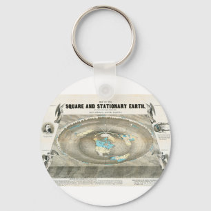 Flat Earth Map Keychain