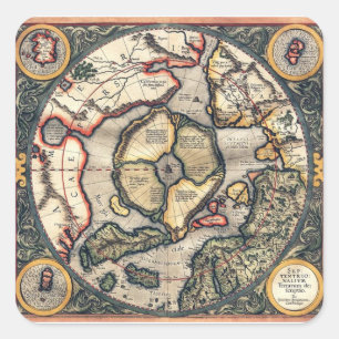 flat earth map magnetic bumper stickers