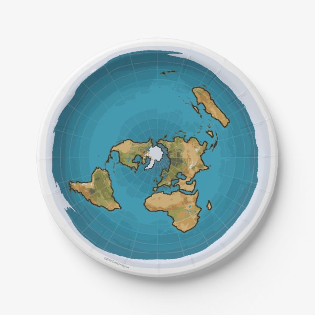 Flat Earth Map Paper Plates (Front)